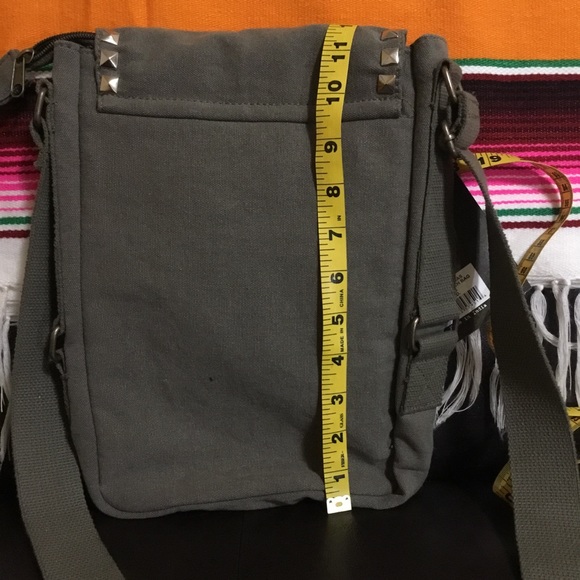 Olive Punk Patch Studded Army Bag Crossbody Purse - Picture 6 of 8